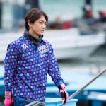 準備中の山崎選手の横顔