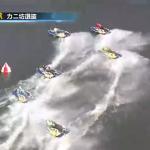 3号艇・富永がまくろうとするも外に流れてしまう