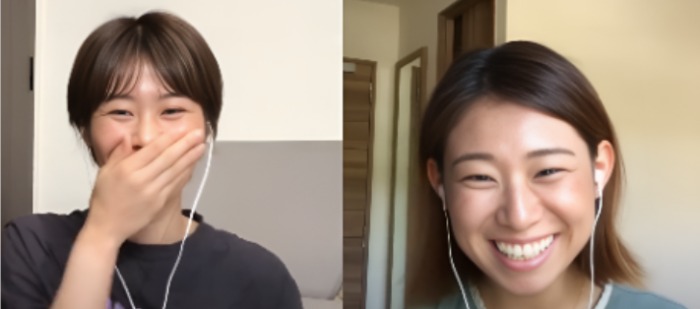 2人で質問に答えていく倉持莉々と中村桃佳