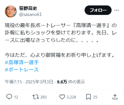 笹野高史さんの投稿