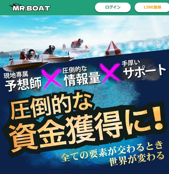 競艇予想サイト「ミスターボート」のトップ